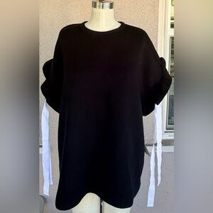 Black Sweatshirt with White Ribbon Details